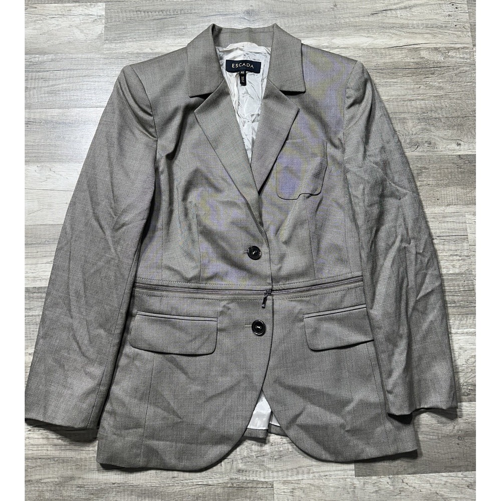 Escada Wool Pant Suit Olive Size 40 Style 5006784 MSRP $1,550